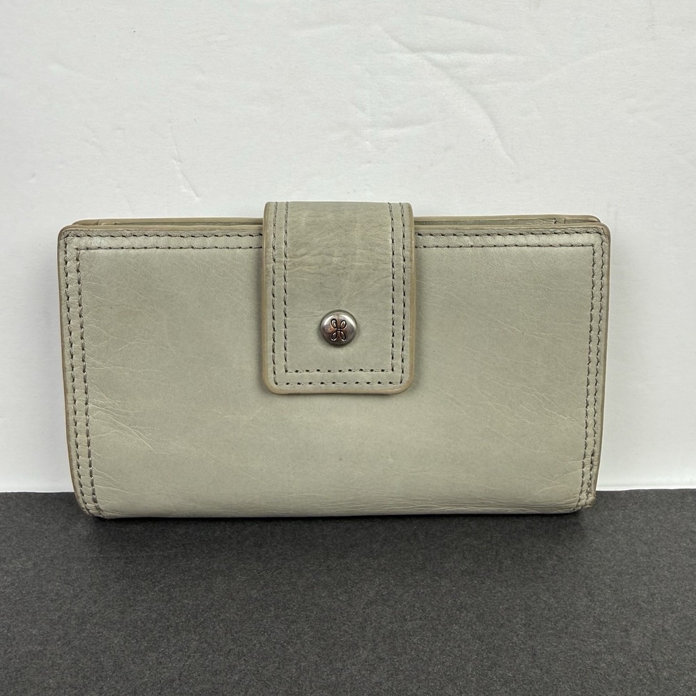 Hobo International Bifold Wallet Gray Soft Leather Clutch Credit Card Organizer